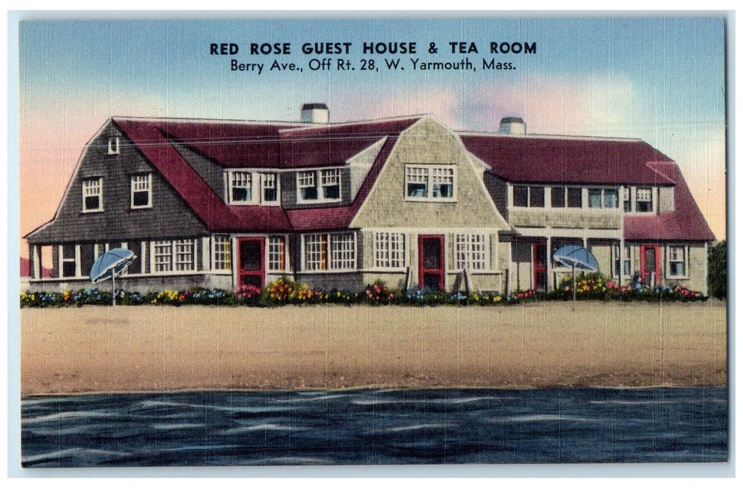 c1940's Red Rose Guest House & Tea Room West Yarmouth Massachusetts MA Postcard