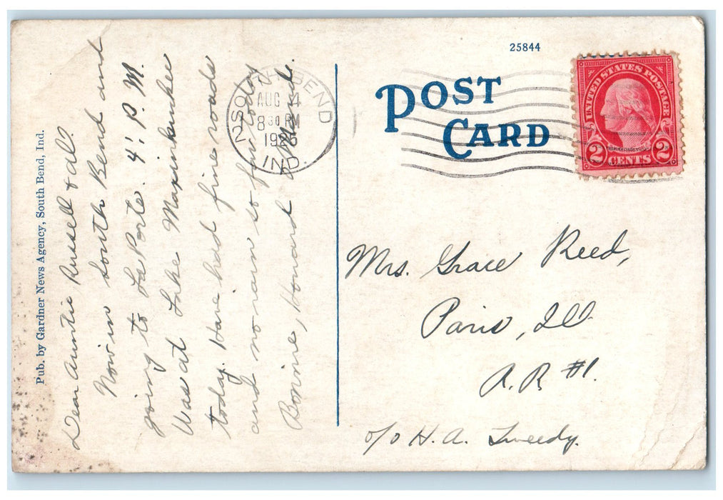 1925 The Oliver Hotel Exterior Roadside South Bend Indiana IN Posted Postcard