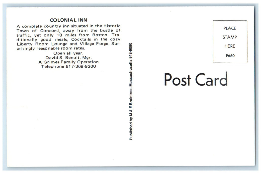 c1950's Colonial Inn Hotel Restaurant Building Boston Massachusetts MA Postcard