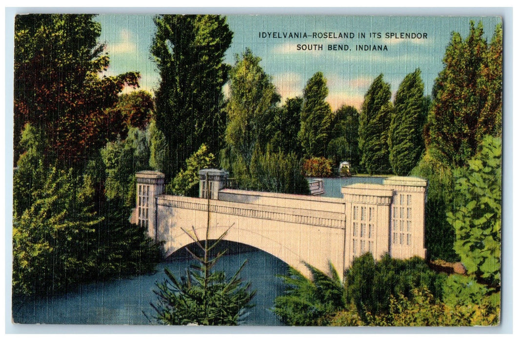 c1940's Idyelvania Roseland In Its Splendor South Bend Indiana IN Trees Postcard