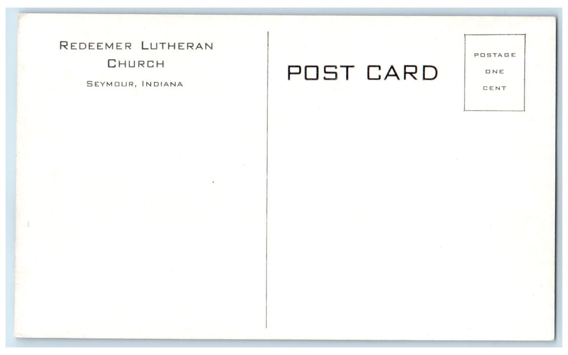 c1940's Redeemer Lutheran Church Exterior Seymour Indiana IN Unposted Postcard