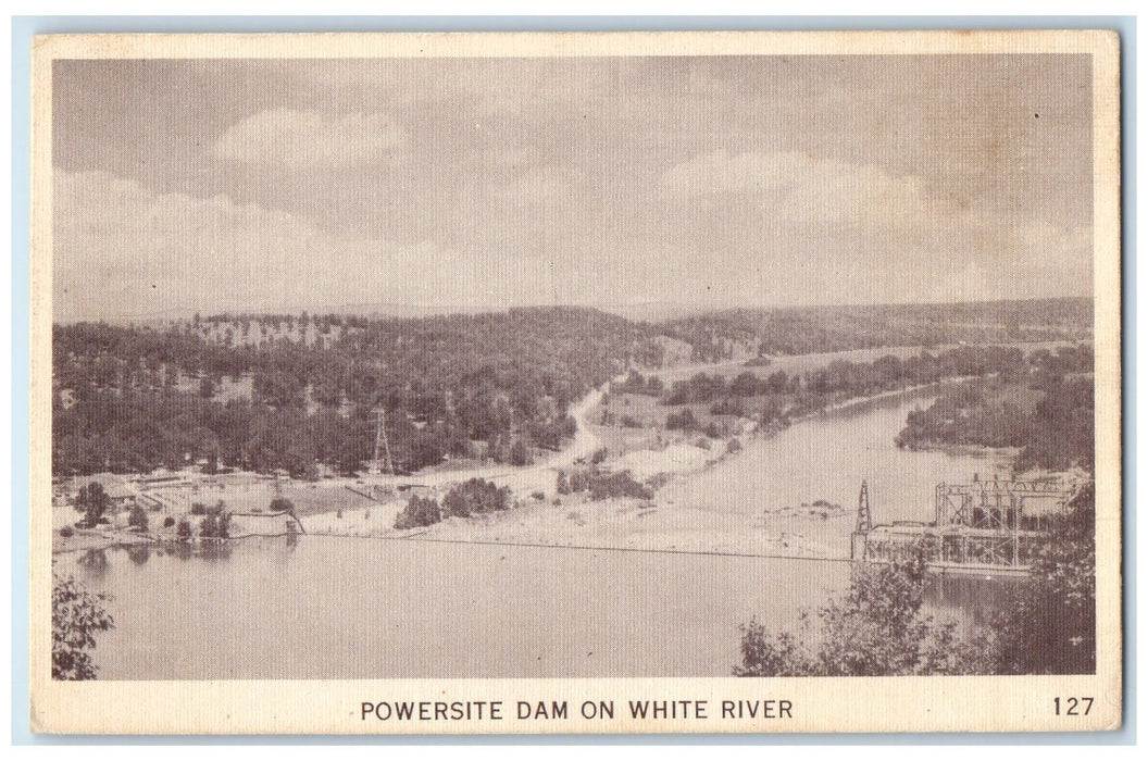 c1940's Powersite Dam On White River Powersite Missouri MO Unposted Postcard