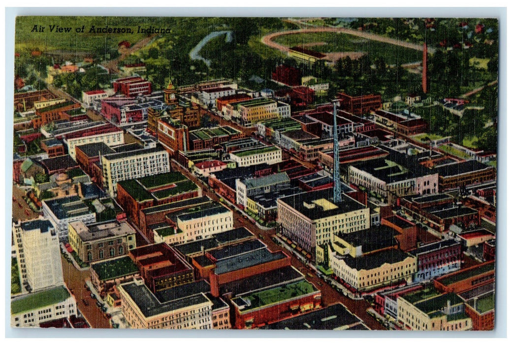c1960's Air View Of Anderson Buildings View Indiana IN Unposted Vintage Postcard