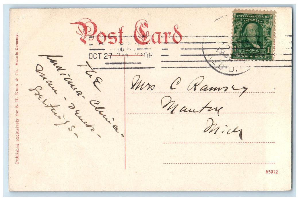 1908 Carnegie Library High School Building Students Lansing Michigan MI Postcard