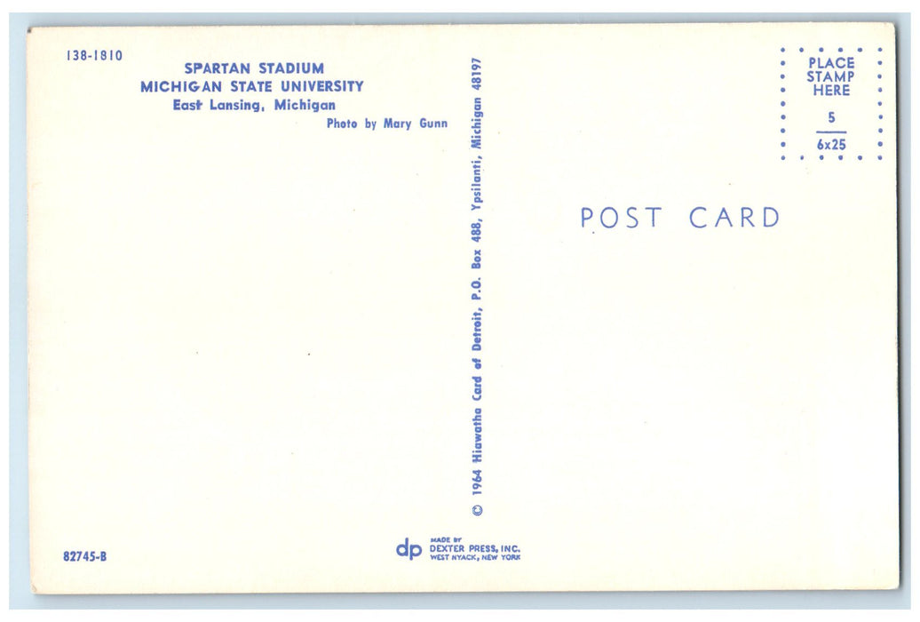 c1950's Spartan Stadium State University View East Lansing Michigan MI Postcard