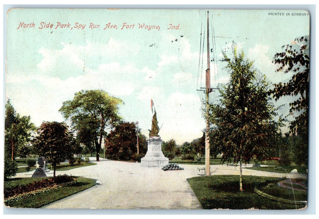 1909 North Side Park Spy Run Avenue Fort Wayne Indiana IN Posted Tree Postcard