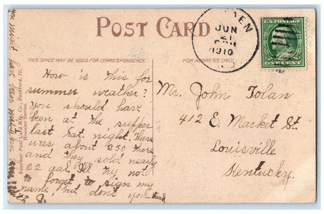 1910 Old Fort Park Site Of Anthony Wayne's Ft. Fort Wayne Indiana IN Postcard