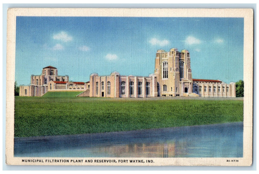 c1940s Municipal Filtration Plant And Reservoir Fort Wayne Indiana IN Postcard