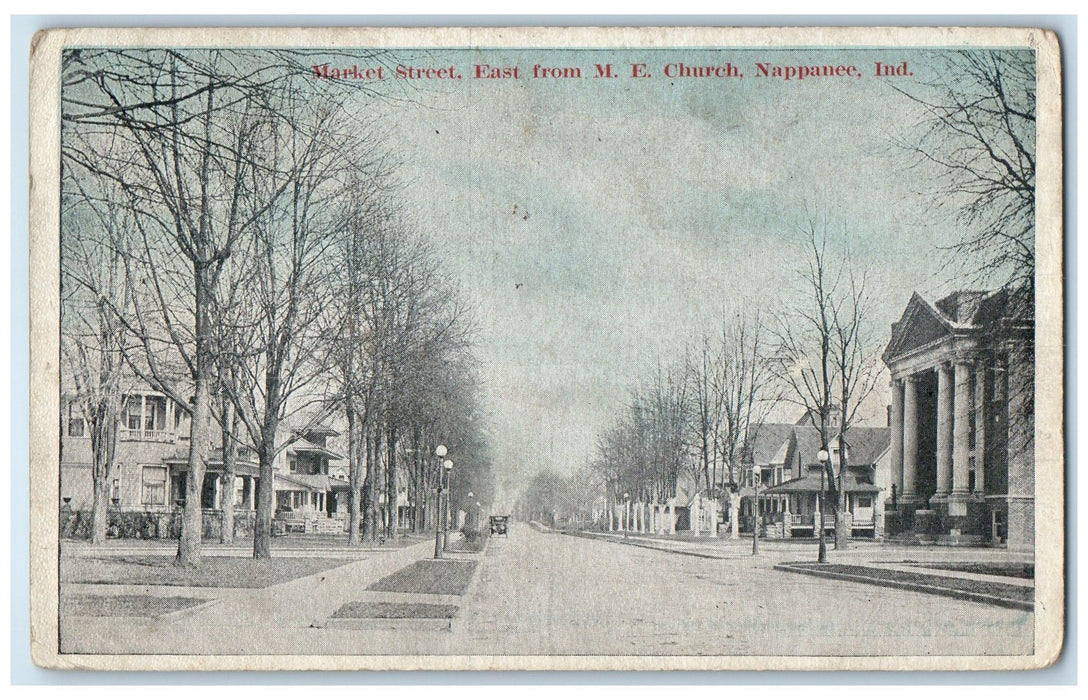 1922 Market Street East From M.E. Church Nappanee Indiana IN Posted Postcard