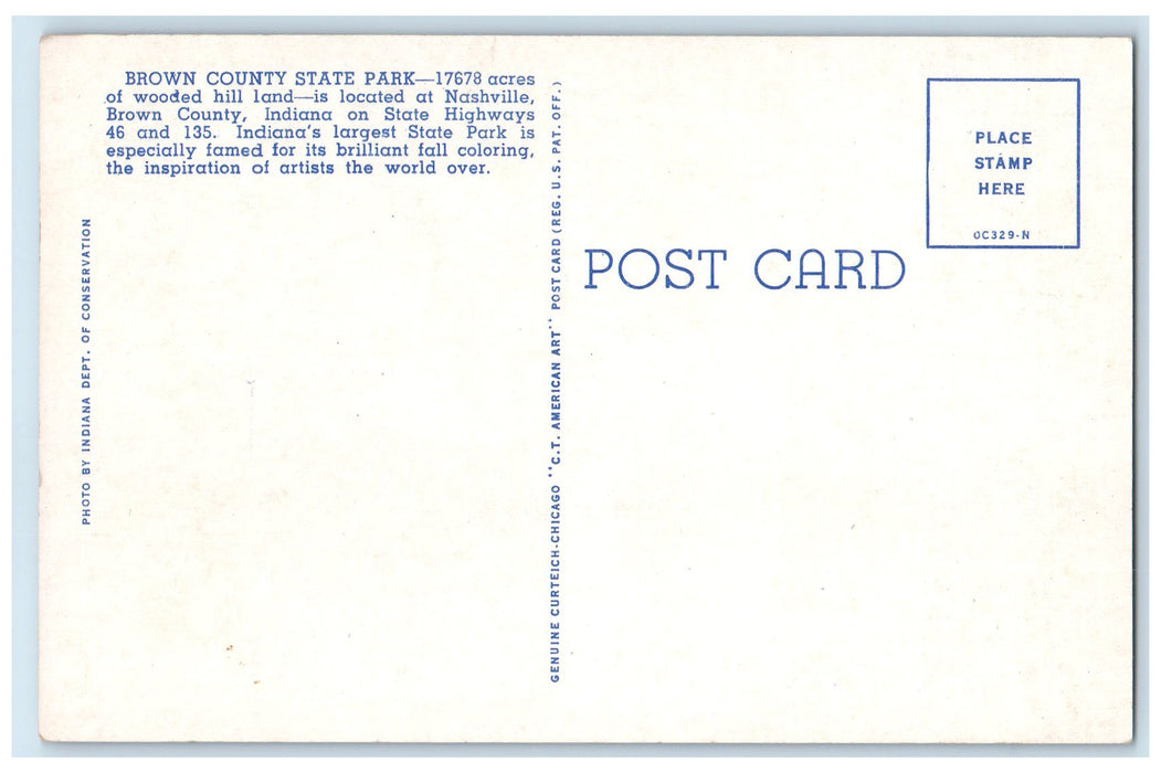 c1940's Interior Abe Martin Lodge Brown County State Park Indiana IN Postcard