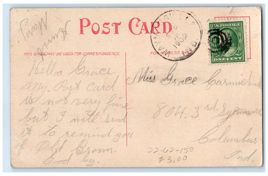 1909 Foot Bridge Across Salt Creek Brown County Indiana IN Posted Trees Postcard