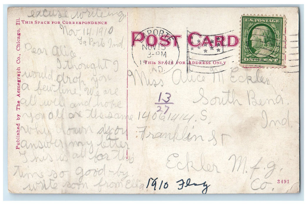 1910 Buffside Beach Children Scene Pine Lake Indiana IN Posted Vintage Postcard