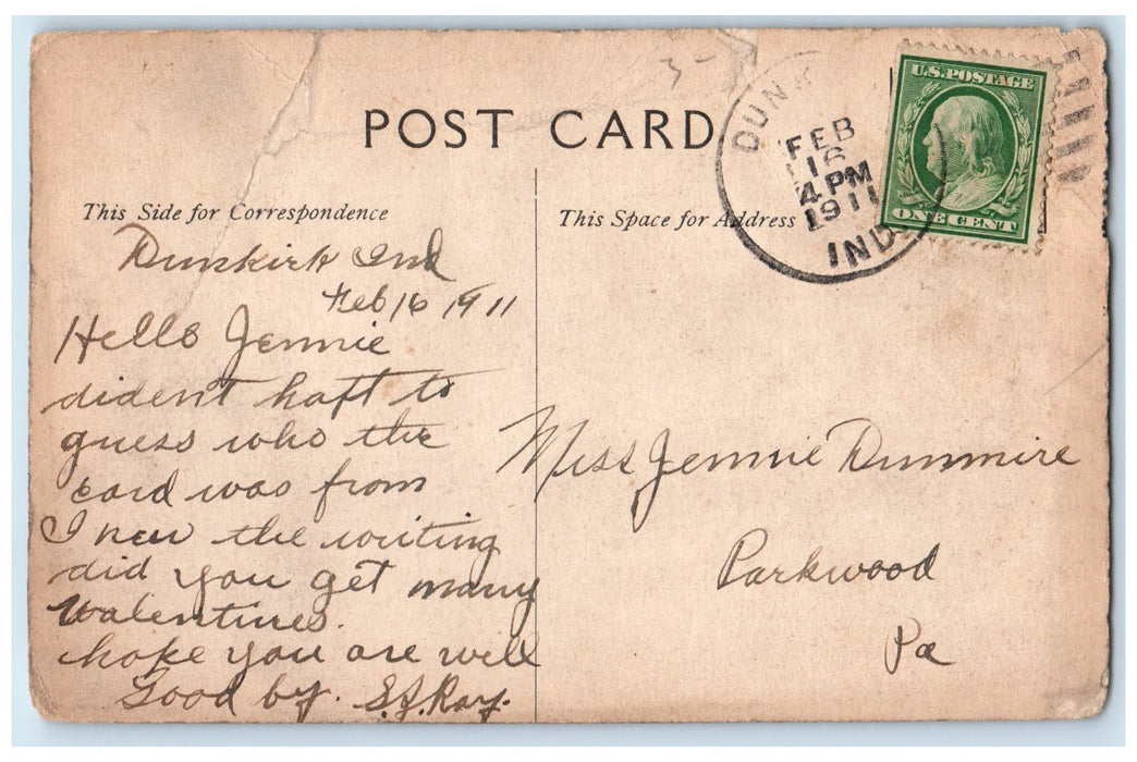 1911 Corner Main And Meridian Streets Scene Portland Indiana IN Posted Postcard