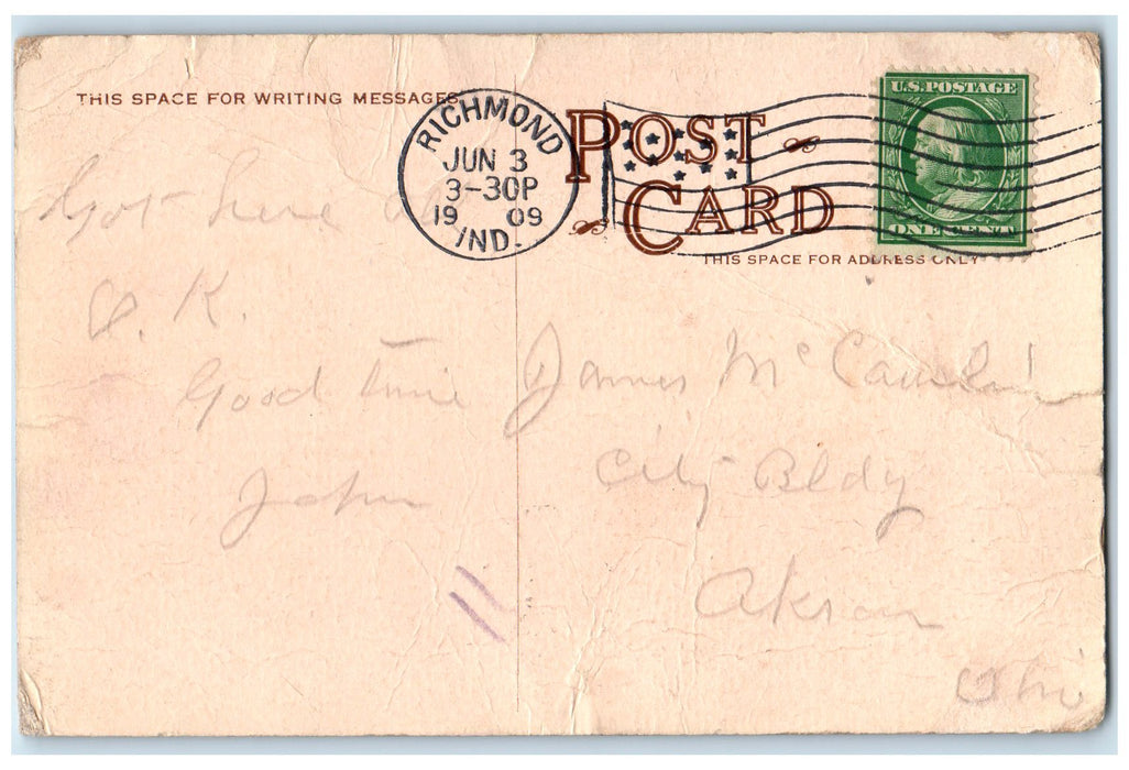 1909 The Forty-Fourth Convention Landmarks Richmond Indiana IN Posted Postcard