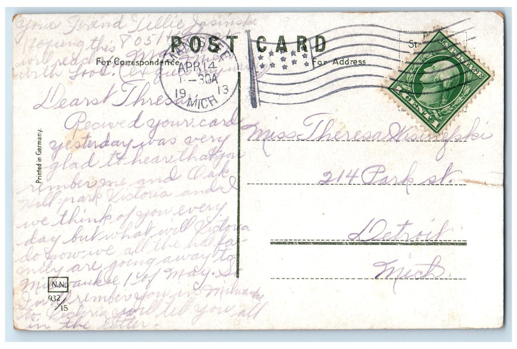 1913 Mercy Hospital & 4th Ward School St. Josephs School Manistee MI Postcard