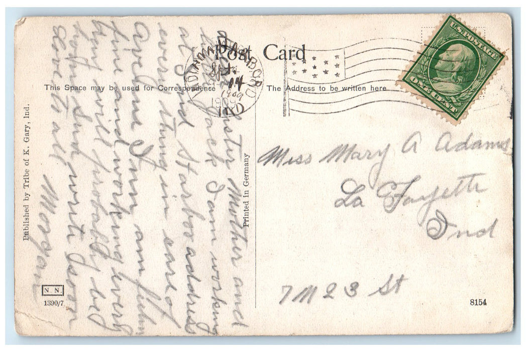 1909 Lake Michigan Clouds Sea Waves Scene Gary Iowa IA Posted Vintage Postcard