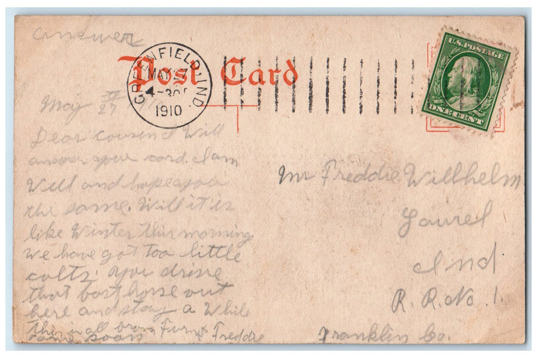 1910 James Whitcomb Riley's Home Exterior Greenfield Iowa IA Posted Postcard
