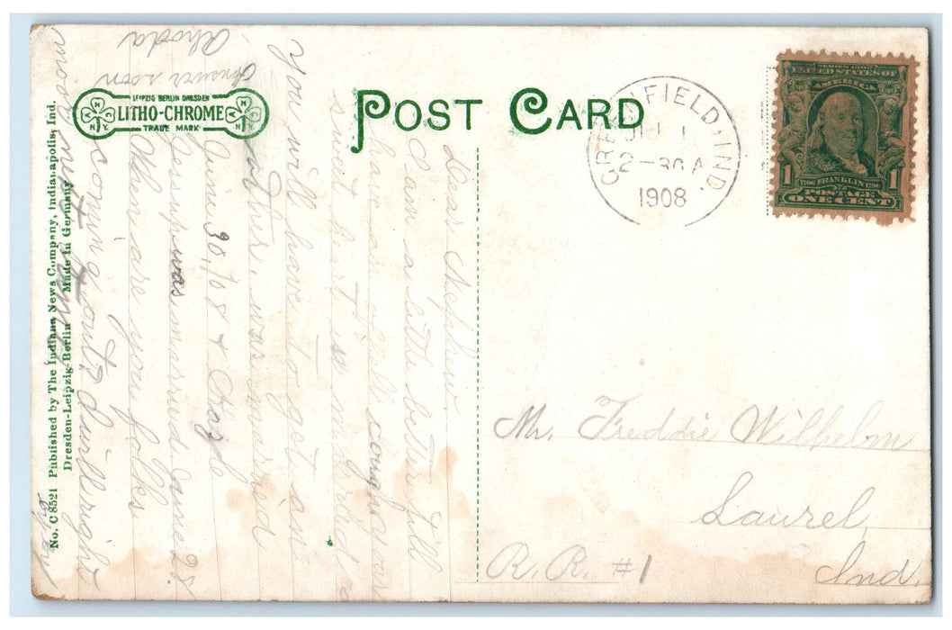 1908 Court House Building Exterior Roadside Greenfield Iowa IA Posted Postcard