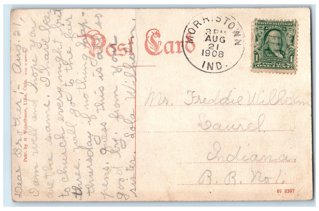 1908 High School Building Exterior Roadside Greenfield Iowa IA Posted Postcard