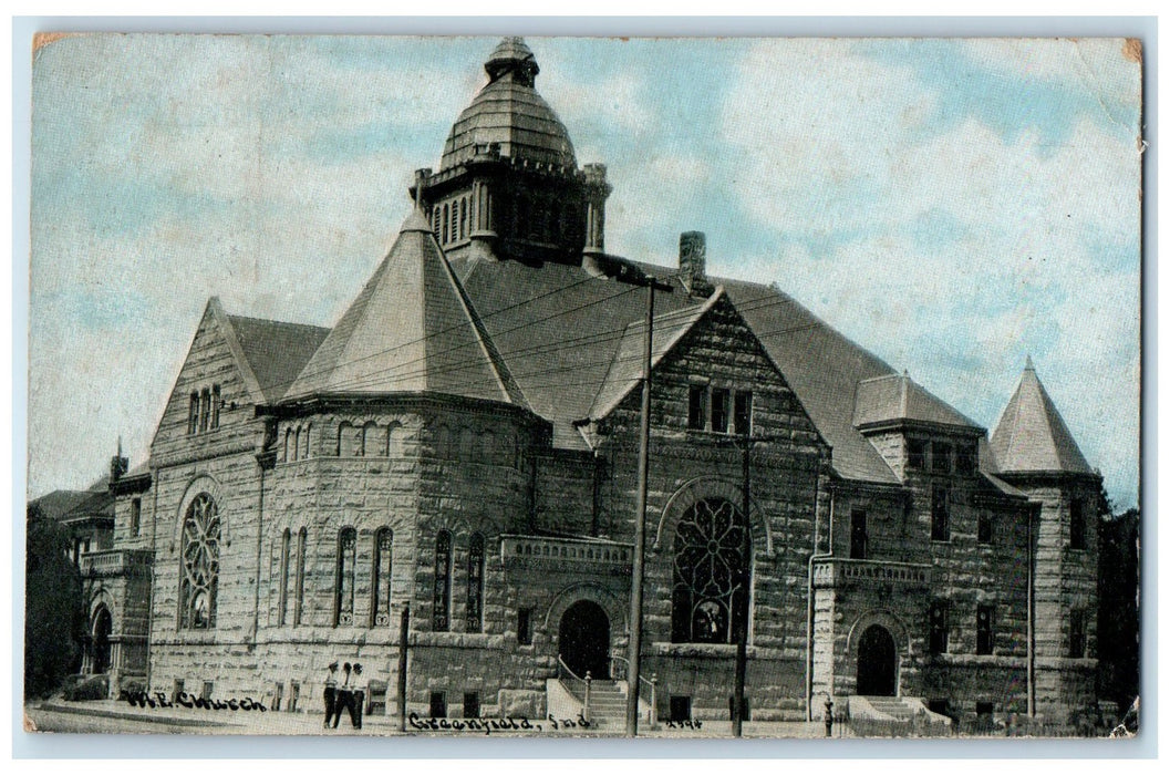 1910 Methodist Episcopal Church Exterior Greenfield Indiana IN Posted Postcard