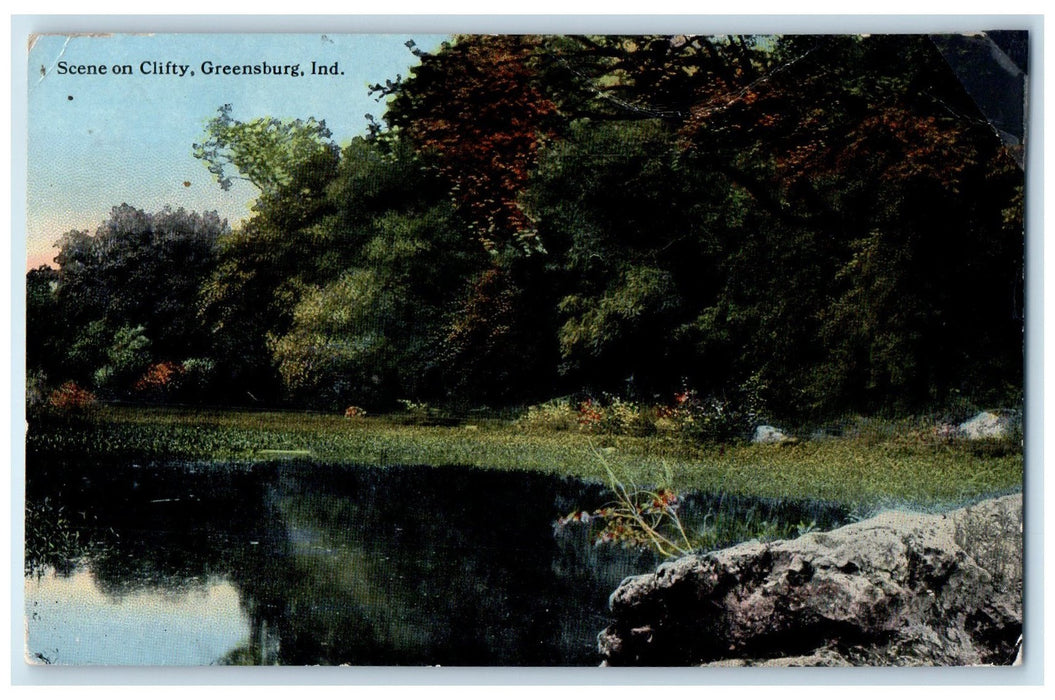 1910 Scene On Clifty Trees Lake Scene Greensburg Iowa IA Posted Vintage Postcard