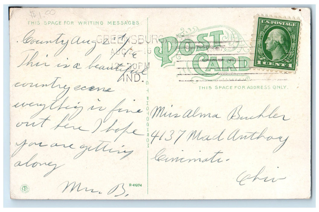 1910 Scene On Clifty Trees Lake Scene Greensburg Iowa IA Posted Vintage Postcard