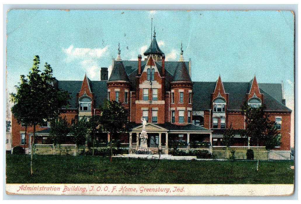 1907 Administration Building I.O.O.F Home Greensburg Iowa IA Posted Postcard