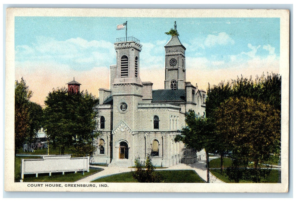 c1920s Court House Exterior Roadside Scene Greensburg Iowa IA Unposted Postcard
