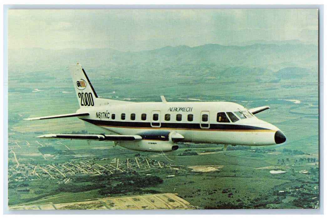 c1950 Aeromech Airlines Embraer Bandeirante EMB110P1 Brazilian Airplane Postcard