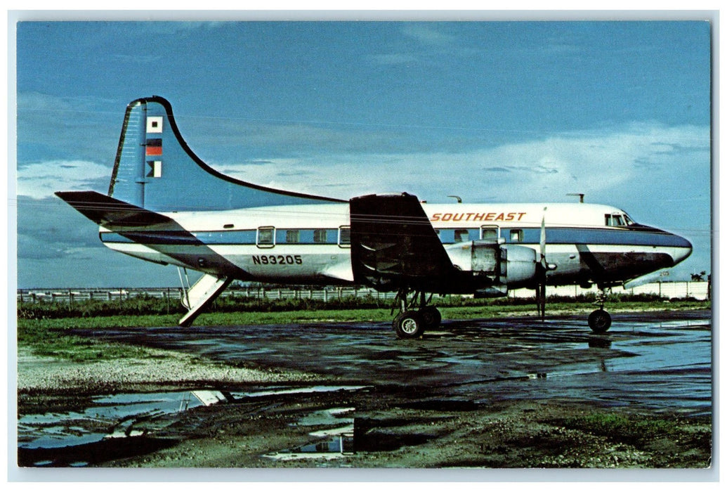 c1950 Southeast Airlines Martin 202A Regional Miami Base 1972 Airplane Postcard