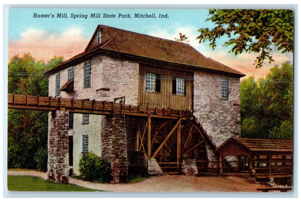 c1950 Hamer's Mill Spring Mill State Park Mitchell Indiana IN Unposted Postcard
