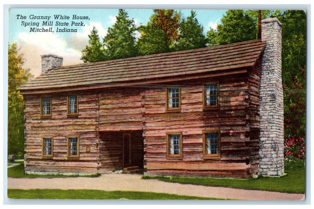 c1950 Pioneer Village Spring Mill State Park Bridge Mitchell Indiana IN Postcard