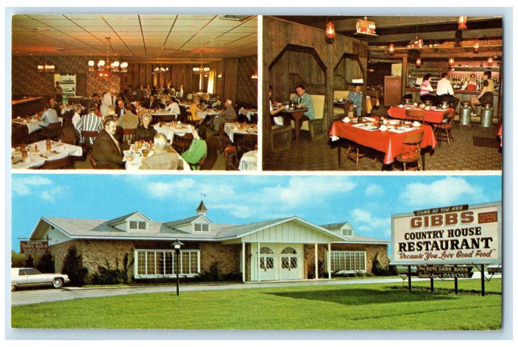 c1950 Gibbs Country House Restaurant Guests Composite View Ludington MI Postcard