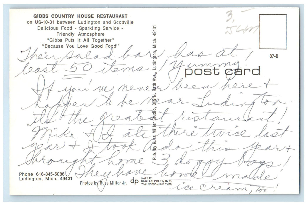 c1950 Gibbs Country House Restaurant Guests Composite View Ludington MI Postcard