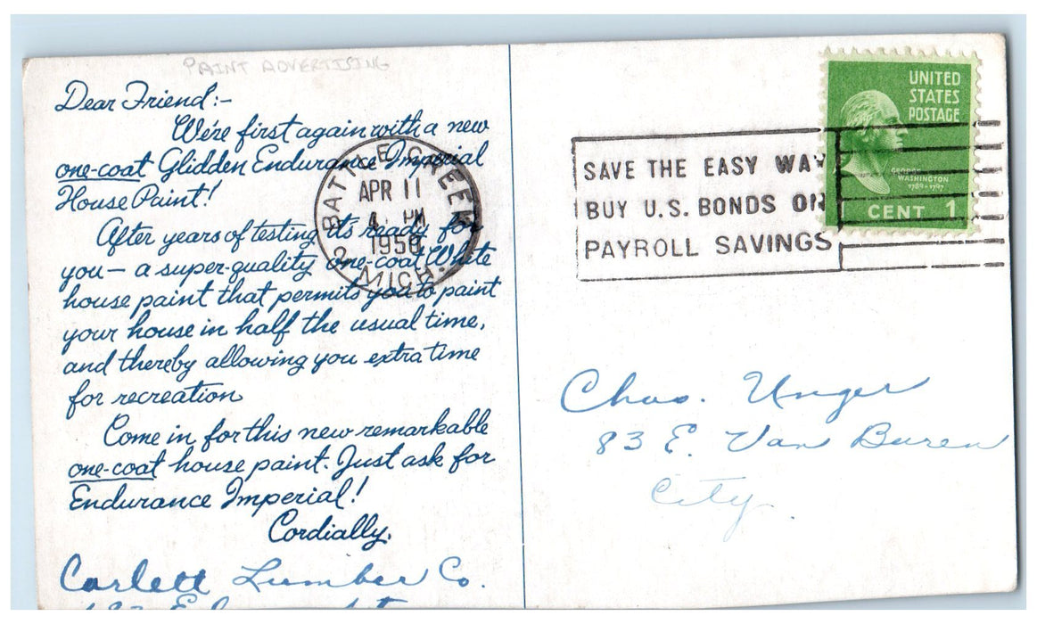 c1920s House Exterior Scene Paint Advertising Battle Creek Michigan MI Postcard