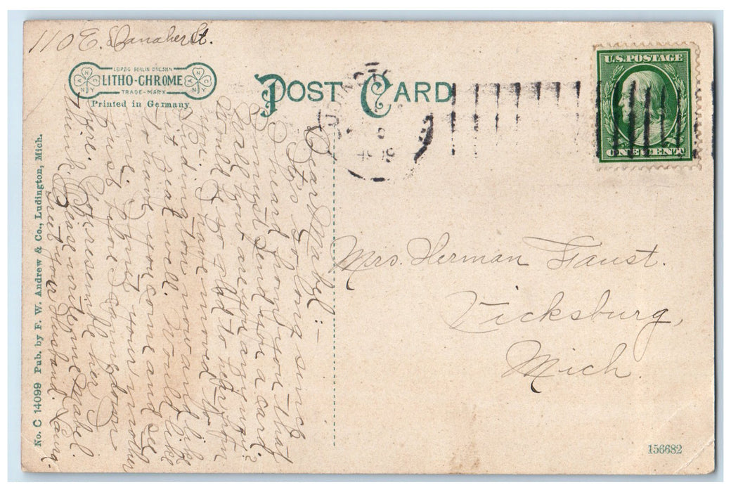 1909 Luther Foster County Normal School Ludington Michigan MI Posted Postcard