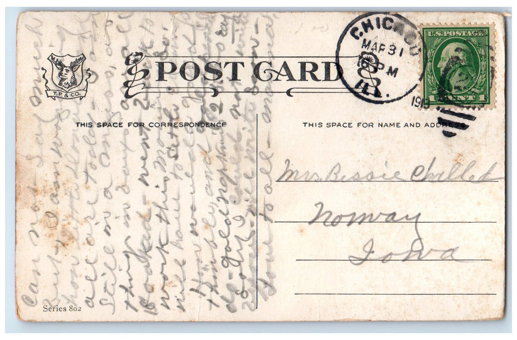 1919 Just Received Your Letter Man Scene Chicago Illinois IL Posted Postcard