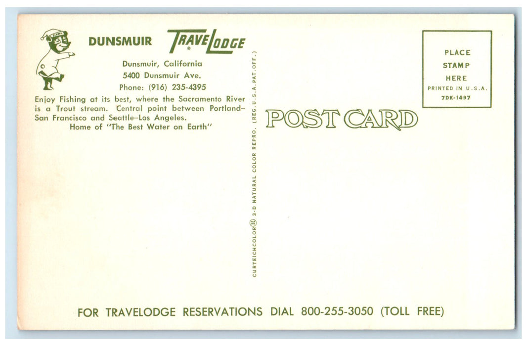c1960s Dunsmuir Travel Lodge Exterior Roadside Dunsmuir California CA Postcard