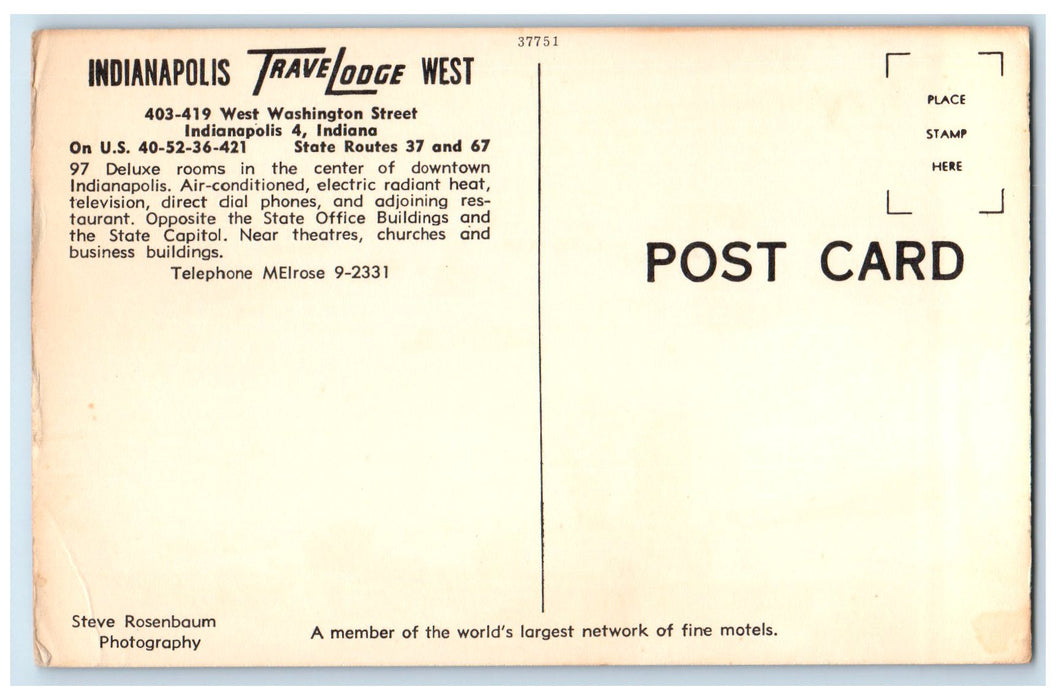 c1960's Indianapolis Travel Lodge West Exterior Indianapolis Indiana IN Postcard