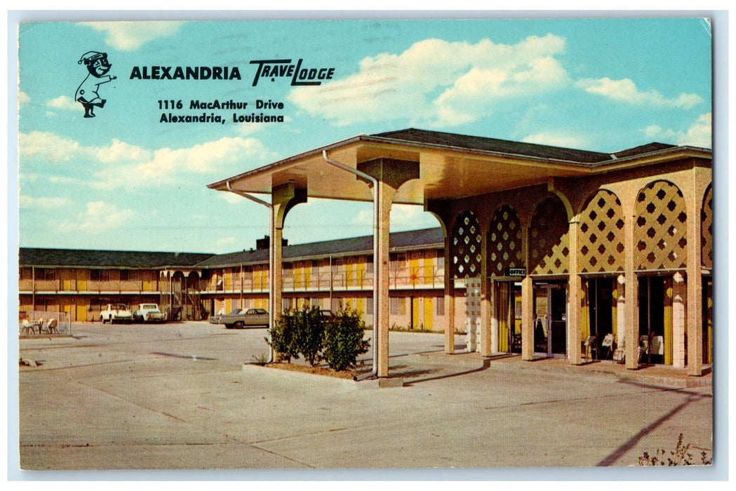 1967 Alexandra Travel Lodge Exterior Roadside Alexandria Louisiana LA Postcard