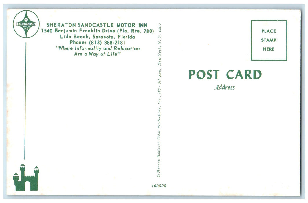 c1960s Sheraton Sandcastle Motor Inn Scene Sarasota Florida FL Unposted Postcard