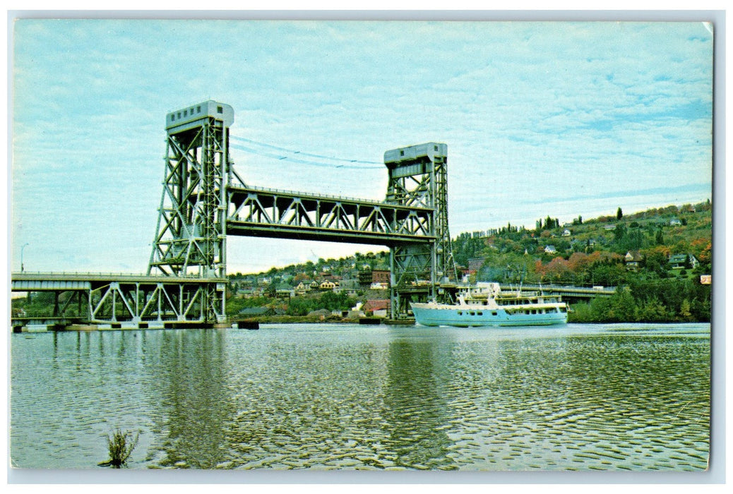 1970 Houghton & Hancock Lift Span Bridge Passenger Boat Houghton MI Postcard
