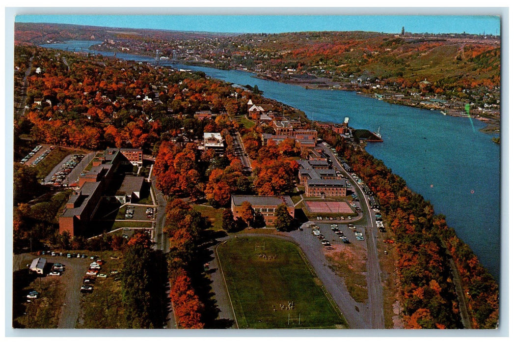 c1950's Aerial View Michigan Technological Campus Houghton Michigan MI Postcard
