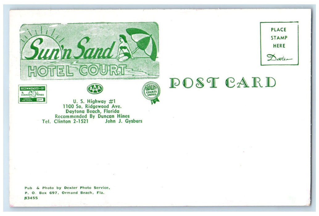 c1960s Sun'n Sand Hotel Court Daytona Beach Florida FL Swimming Pool Postcard