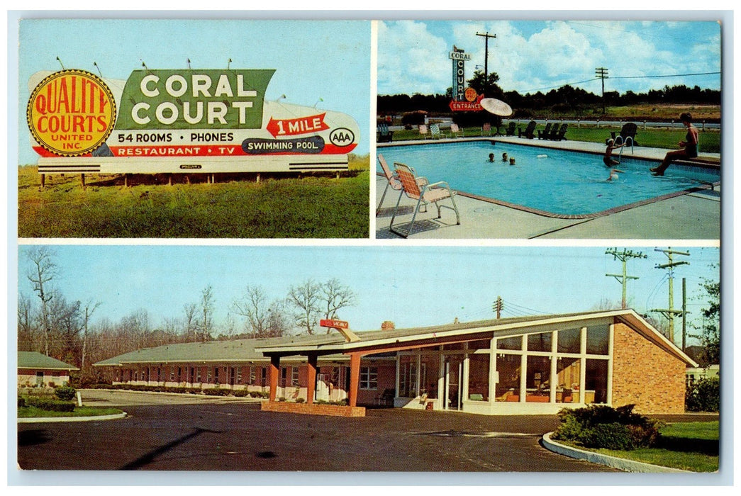 c1960s Coral Court Carolina's Finest Rocky Mount North Carolina NC Tree Postcard