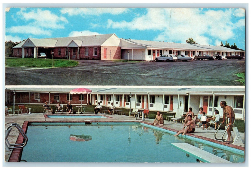 c1940s Quality Courts Motel Exterior Pool Scene Atlantic City NJ People Postcard