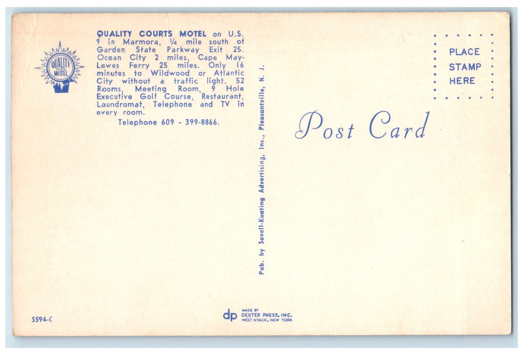 c1940s Quality Courts Motel Exterior Pool Scene Atlantic City NJ People Postcard