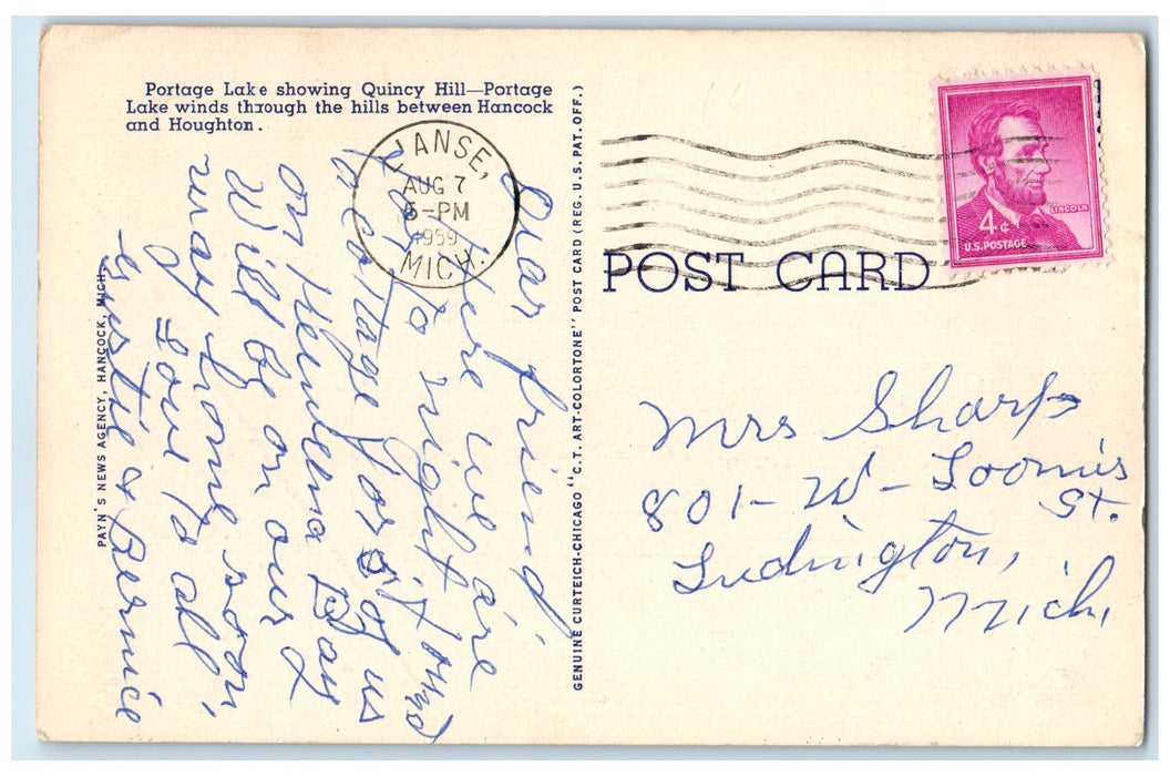 1959 Keweenaw Land Of Michigan's Copper Country Houghton Michigan MI Postcard