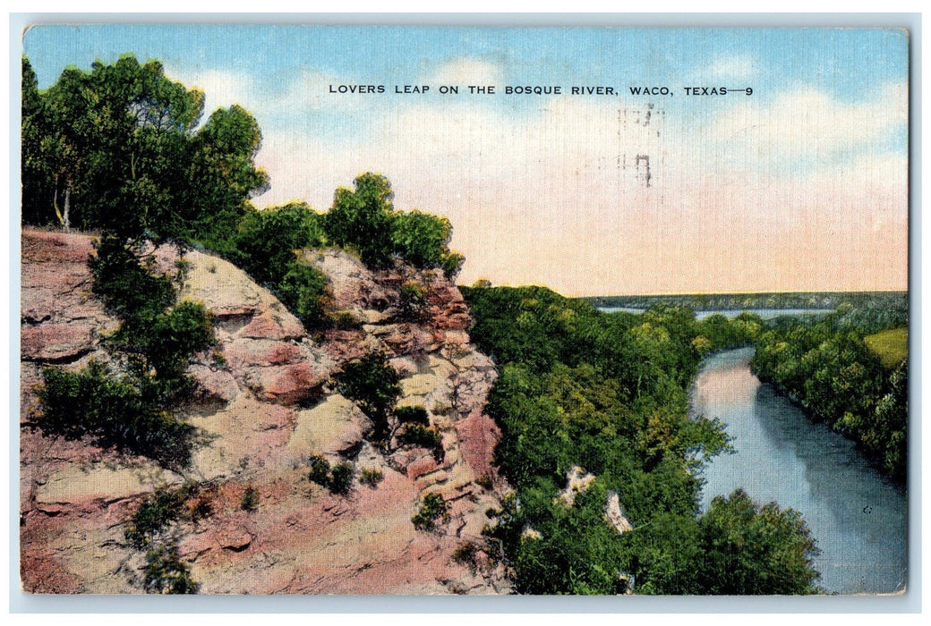 1944 Lovers Leap On The House Bosque River Waco Texas TX Posted Vintage Postcard