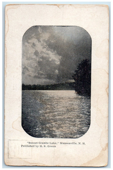 c1940s Sunset Granite Lake Scene Munsonville New Hampshire NH Unposted Postcard